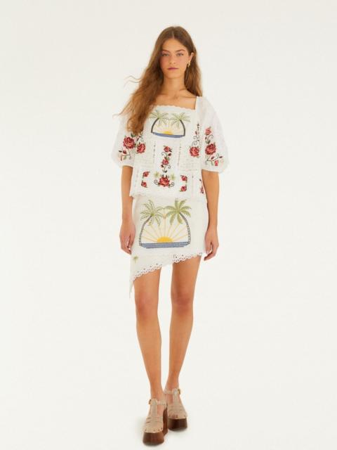 Off-White Tropi Scarf Embroidered Euroflax Premium Linen Mini Skirt