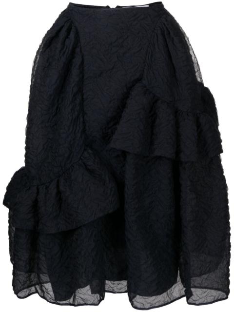 textured tiered midi skirt