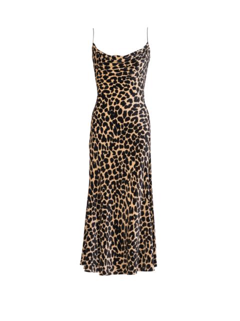 Flowing leopard print velvet dress