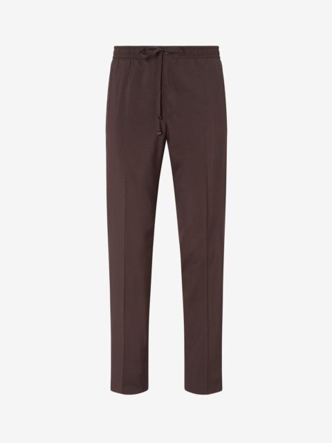 Brown 160's wool and stretch silk trousers