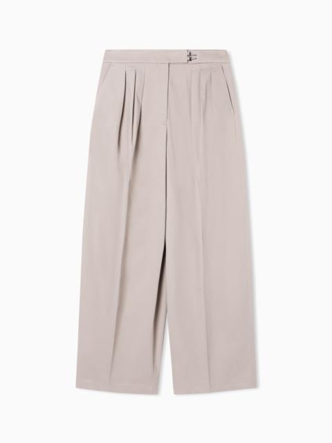 BRUSHED COTTON TROUSERS WITH PLEATS