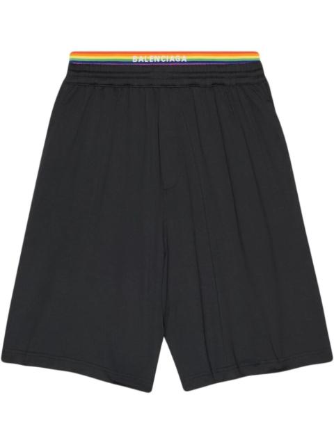 logo-print drawstring track shorts