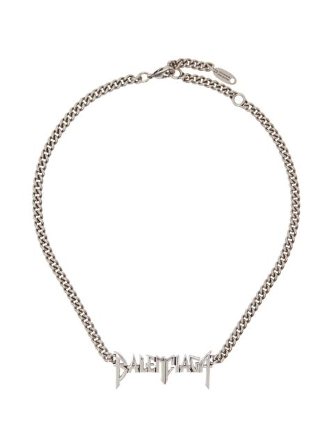 Gunmetal Typo Metal Necklace