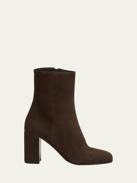 Suede Block-Heel Ankle Boots
