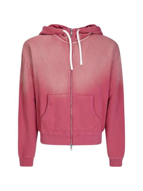 padded-elbow zip-up hoodie