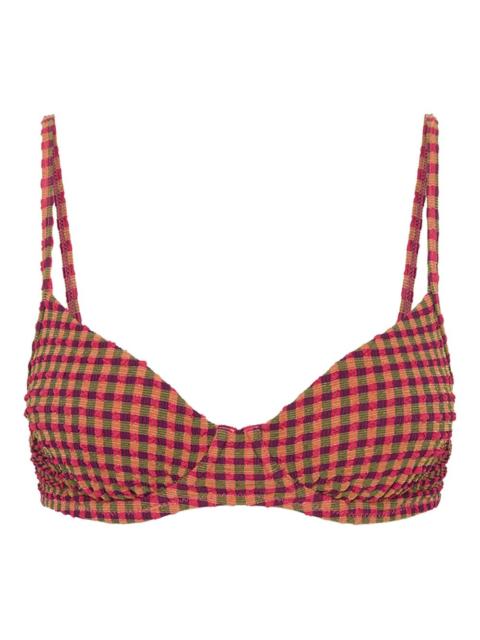 Aliki Heidi checked-pattern bikini bra