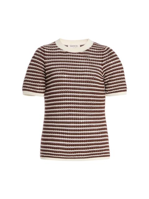 Charlotte Pointelle-Knit Wool Top multi