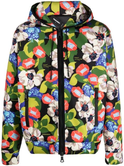 floral-print hooded jacket