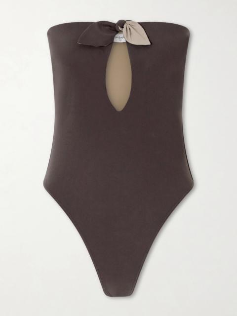Bow-detailed Strapless Swimsuit