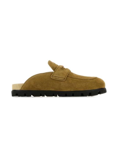 Olive Green Suede Slippers
