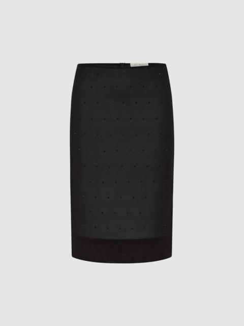 Silk Glass Beaded Skirt - Black