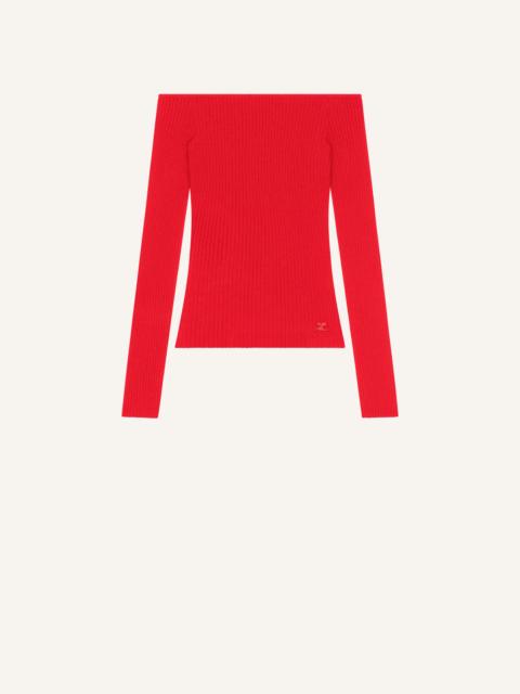 OFF SHOULDER RIB KNIT TOP