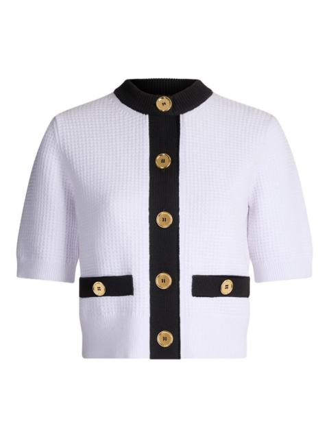 collarless textured top