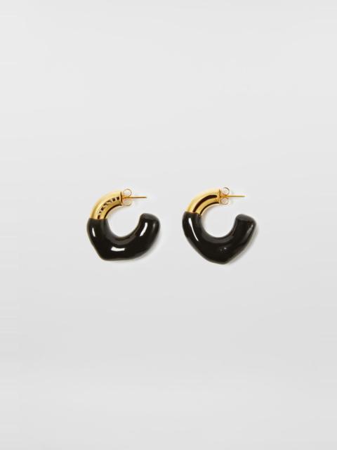 SMALL RUBBERIZED EARRINGS GOLD / black