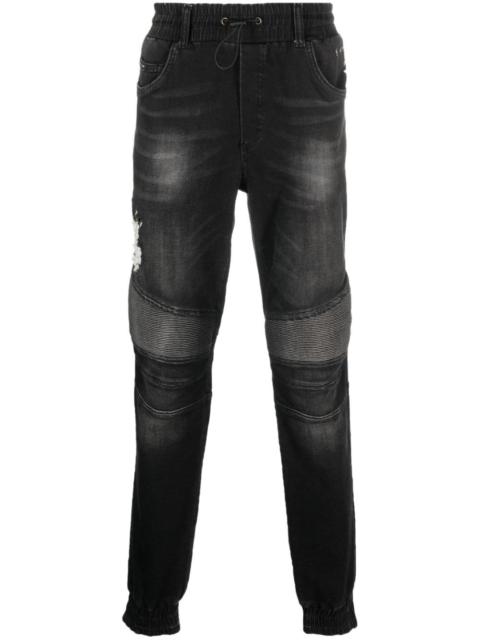 drawstring-waist tapered jeans