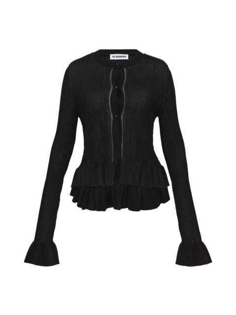 Cardigan With Frill At Bottom