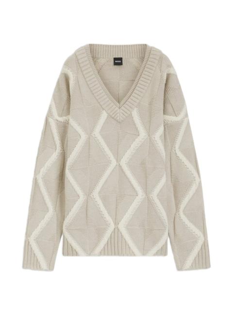 patterned V-neck sweater