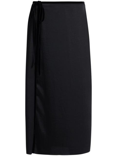 velvet-trim midi skirt