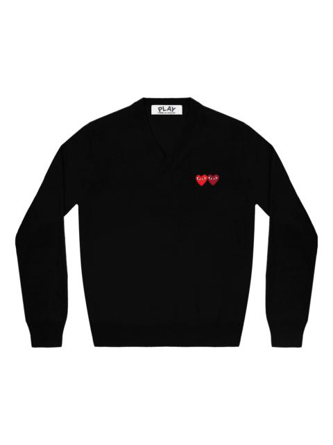 (WMNS) COMME des GARCONS PLAY V-Neck Pullover Two Emblems 'Black' AZ-N055-051-1