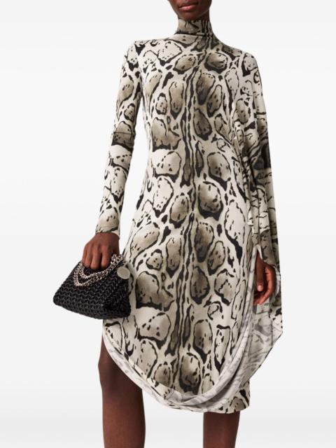 draped leopard-print midi dress