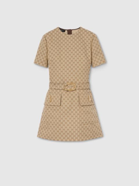 GG cotton canvas fabric dress