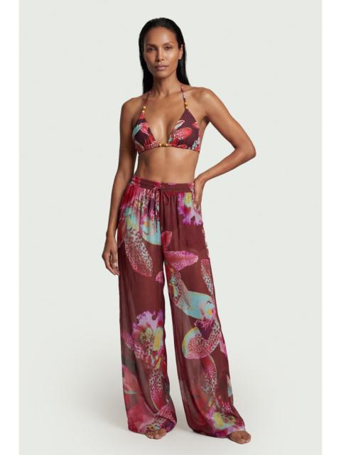 Beach Viscose Georgette Photographic Floral Wide Leg Beach Trousers
