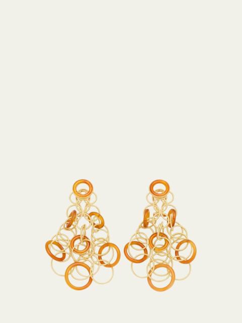 Hawaii 18K Gold & Carnelian Pendant Earrings, 7cm