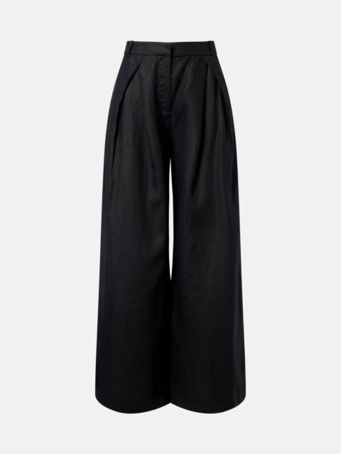 Sofia pleated linen wide-leg pants