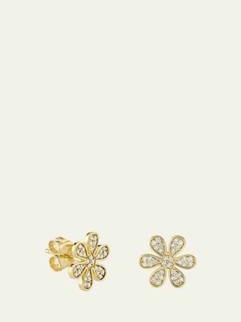 14K Gold Daisy Stud Earring with Diamonds