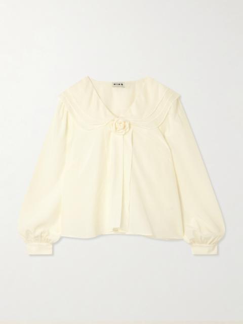 Emelin Layered Appliquéd Silk Crepe De Chine Blouse