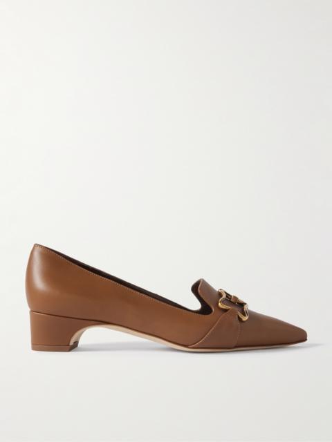 Phoebpla 30 Embellished Leather Pointed-toe Loafers