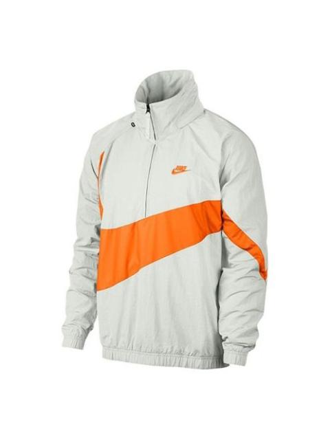 Nike Big Swoosh Half Zipper Jacket White Orange AJ1404-123