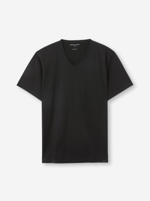 Men's V-Neck T-Shirt Barny Pima Cotton Black