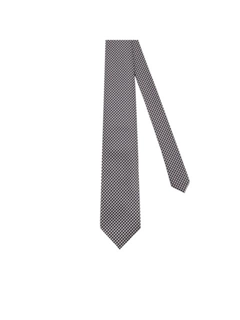geometric-pattern silk tie