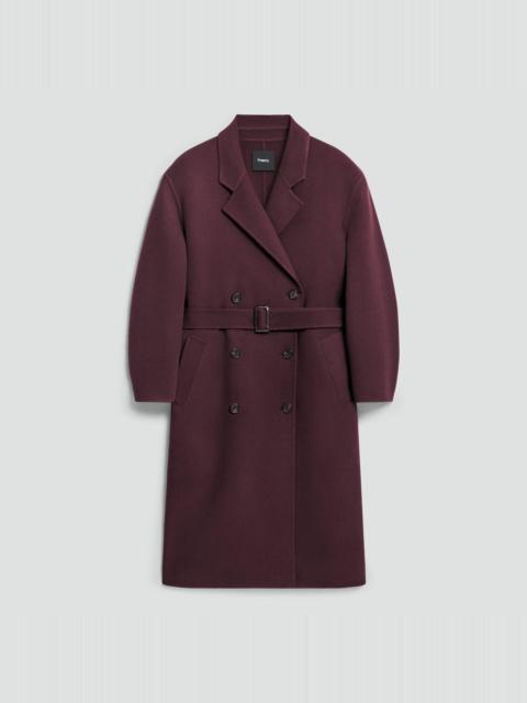 Long Belted Trench Coat in Textured Wool-Cashmere