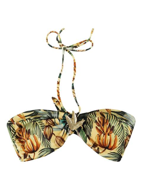 tropical-print halterneck bikini top