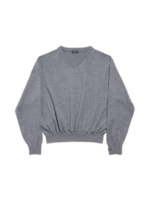Women's V-neck Sweater in Heather Grey