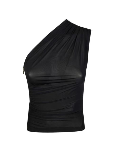 one-shoulder zip top