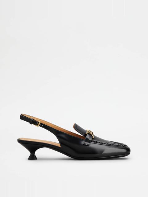 SLINGBACK LOAFERS IN LEATHER - BLACK