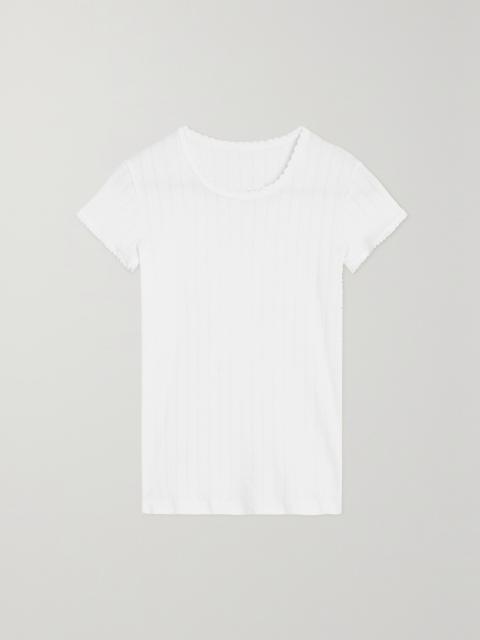 Pointelle-knit Cotton-jersey T-shirt