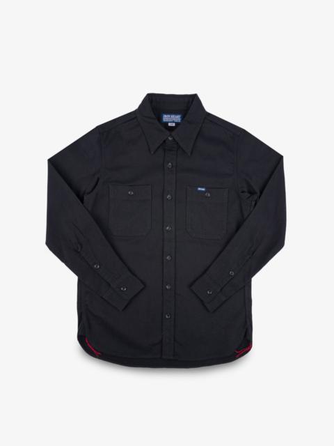 9OZ COTTON LINEN WORK SHIRT - BLACK