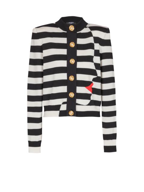 Knit Marinière cardigan with Face motif