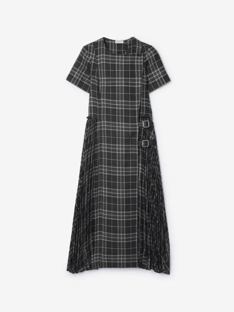 Check Wool Blend Kilt Dress