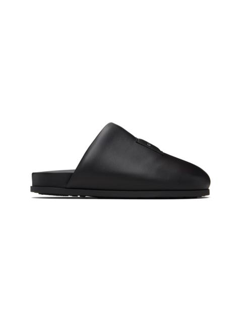 Black Puffy Nappa Leather Mule Loafers