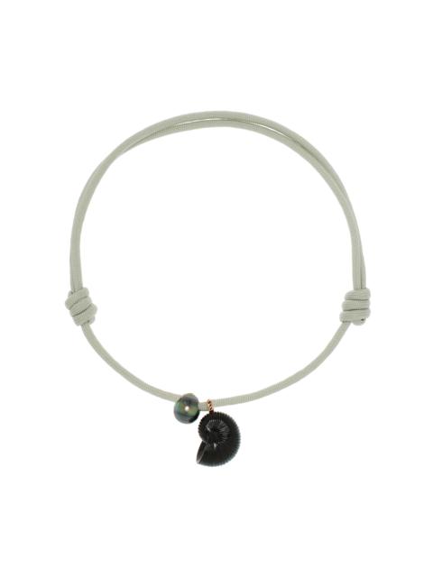 Onyx, Nautilis and Pearl 18K Gold Necklace black