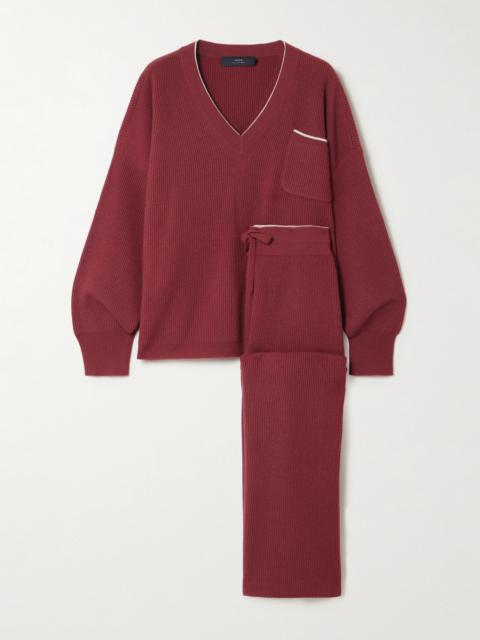 Partridges Ribbed Cashmere Sweater And Track Pants Set