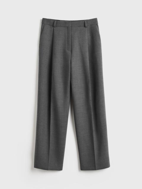 Pleated straight trousers grey melange