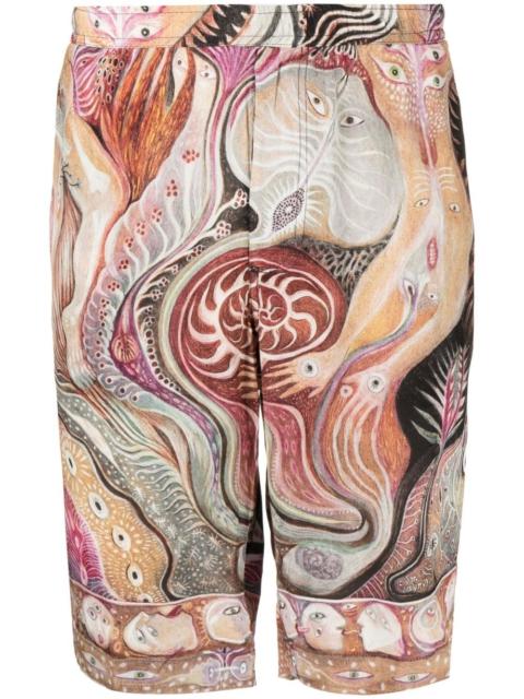 Dark Star graphic-print silk shorts