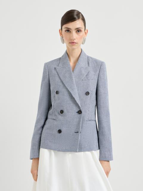 Linen and cotton houndstooth blazer with monili