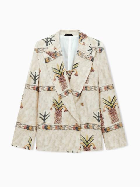 LYOCELL AND SILK DOUBLE-BREASTED JACKET WITH PRINT